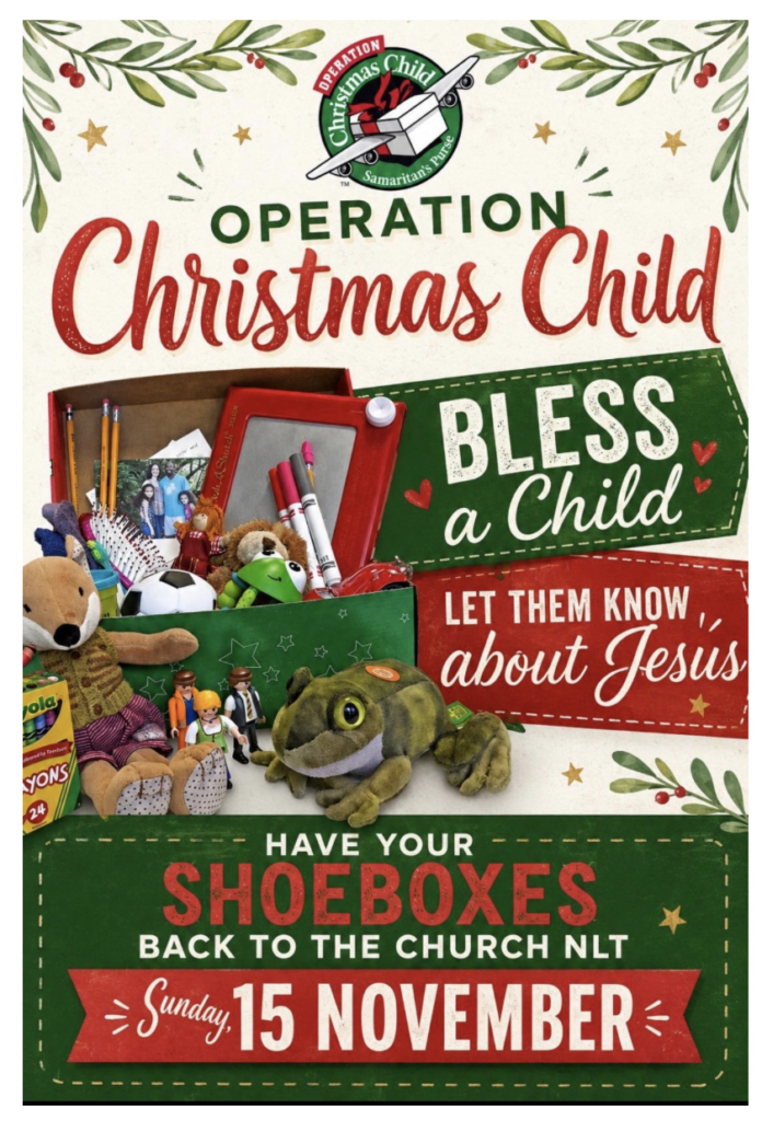 Operation Christmas Child shoeboxes due back November 15