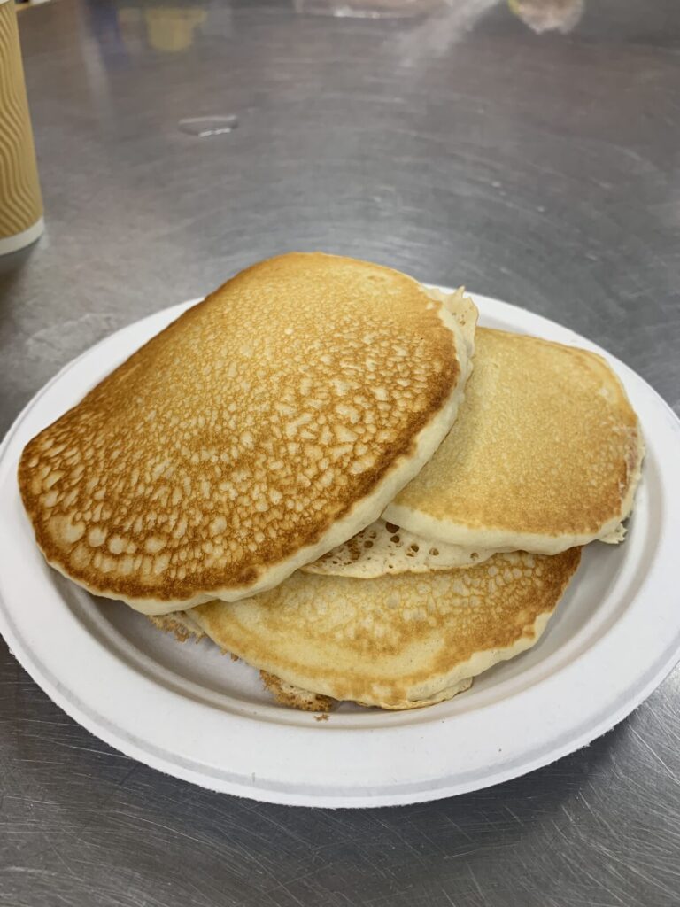 A plate of golden pancakes
