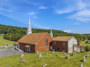 Church and cemetery on the hillside