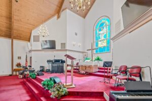 Sanctuary chancel and stained glass window