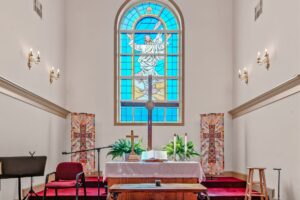 Chapel altar and stained glass window