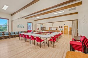 Fellowship hall set for a meal